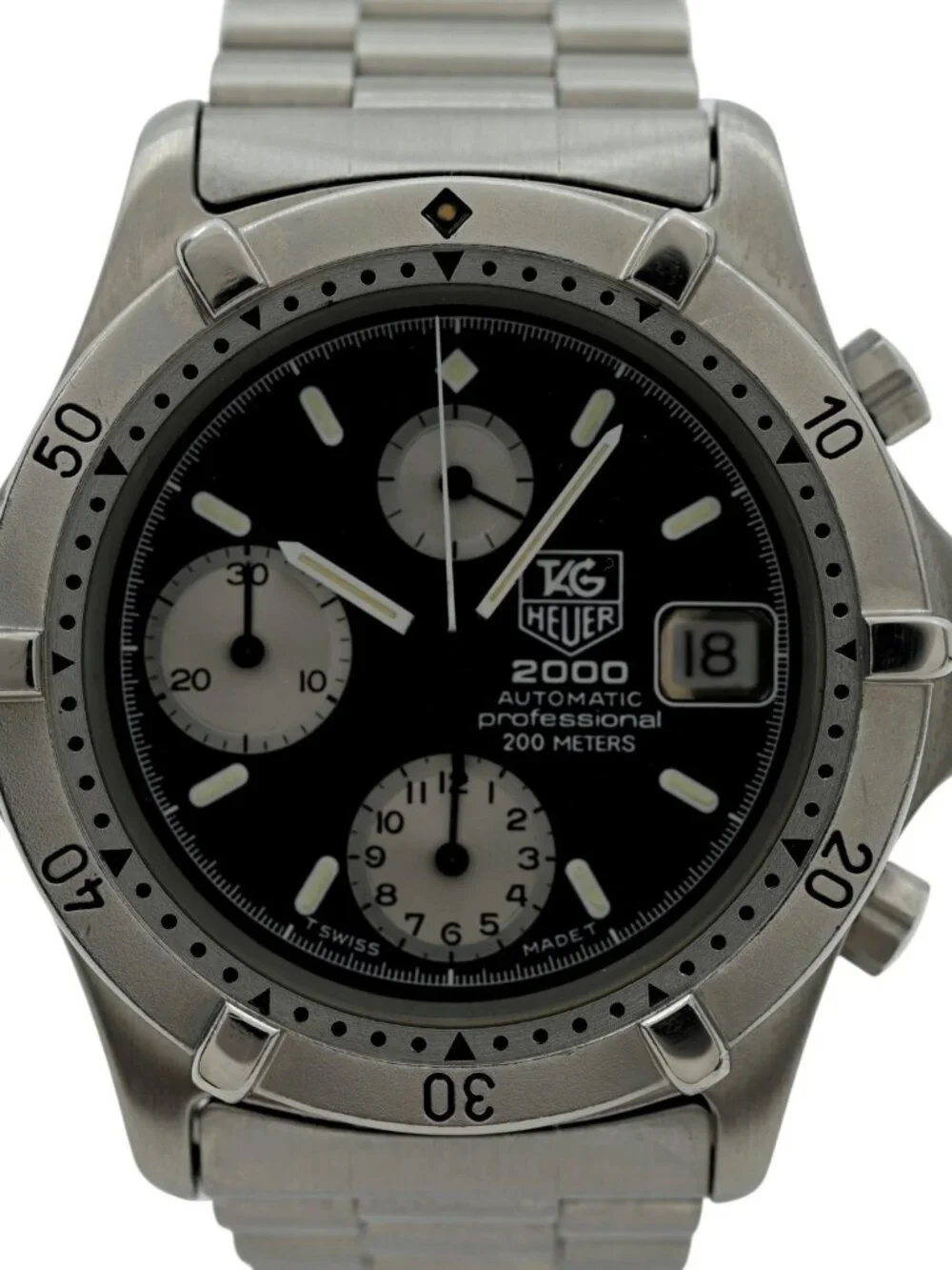 Tag Heuer 38mm Men's 2000 Series Stainless Steel Auto Chrono Watch Ref: 162.006!